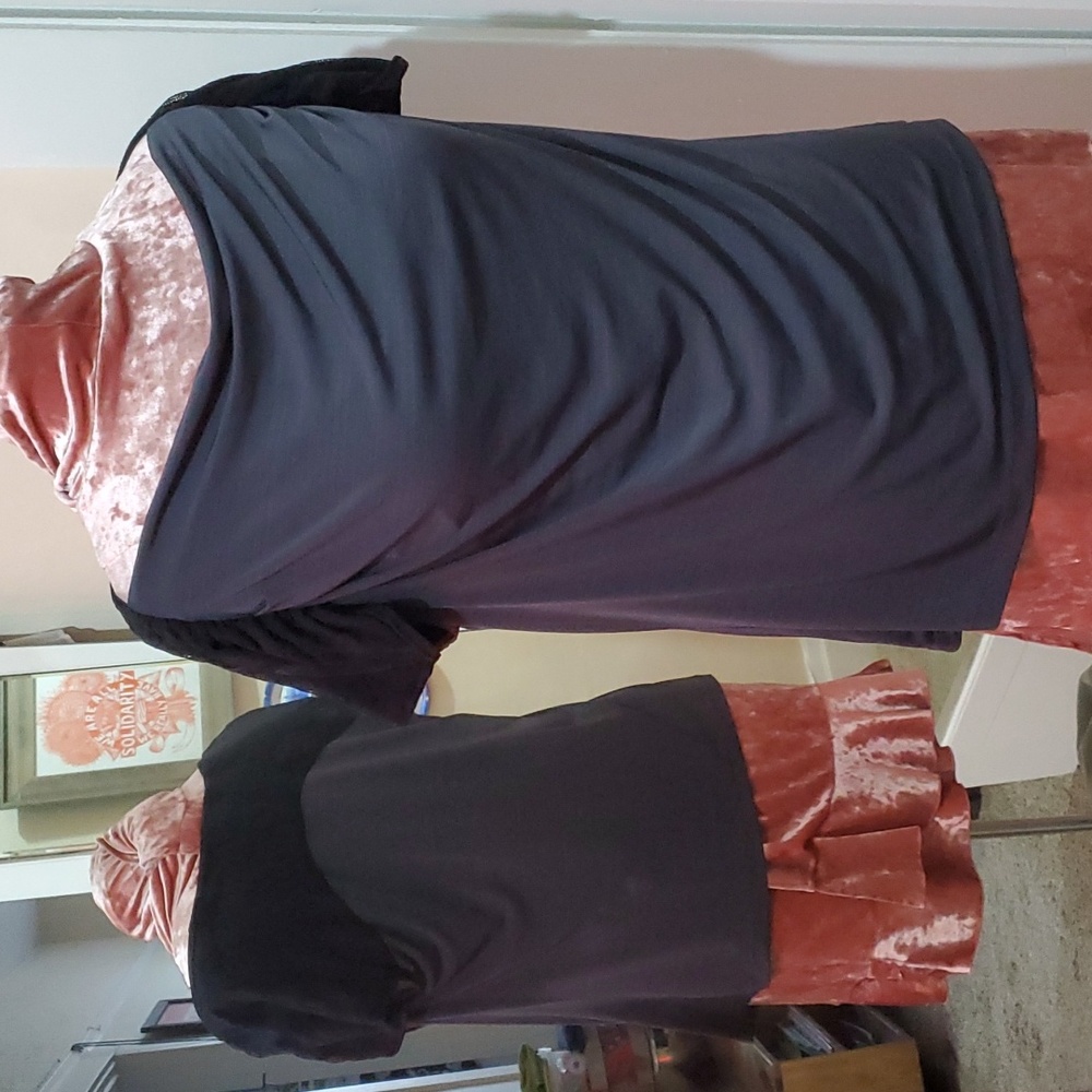 boatneck draped top with lace detailing 1X